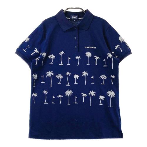PEARLY GATES パーリーゲイツ 半袖ポロシャツ ヤシの木柄 ネイビー系