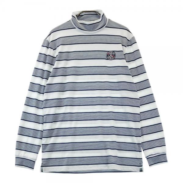 サイズ：L AND PER SE アンパスィ  起毛ハイネック 長袖Tシャツ 総柄 イエロー系 [240101456045] ゴルフウェア メンズ ストスト AND PER SE アンパスィ 起毛ハイネック 長袖Tシャツ 総柄