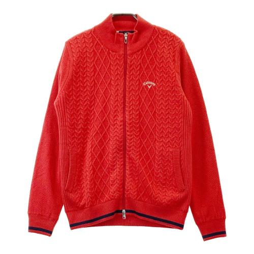 【国産】 CALLAWAY キャロウェイ ニットジャケット チェック レッド系 メンズウェア