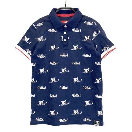 サイズ：5 NEW BALANCE GOLF ニューバランス  半袖ポロシャツ 総柄 ネイビー系 [240101287663] ゴルフウェア メンズ ストスト NEW BALANCE GOLF ニューバランス 半袖ポロシャツ 総柄 ネイビー