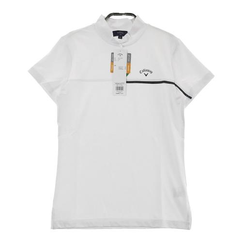 サイズ：L CALLAWAY キャロウェイ  フロントロゴ ハイネック 半袖Tシャツ  ホワイト系 [240101415260] ゴルフウェア レディース ストスト CALLAWAY キャロウェイ フロントロゴ ハイネック 半袖Tシャツ