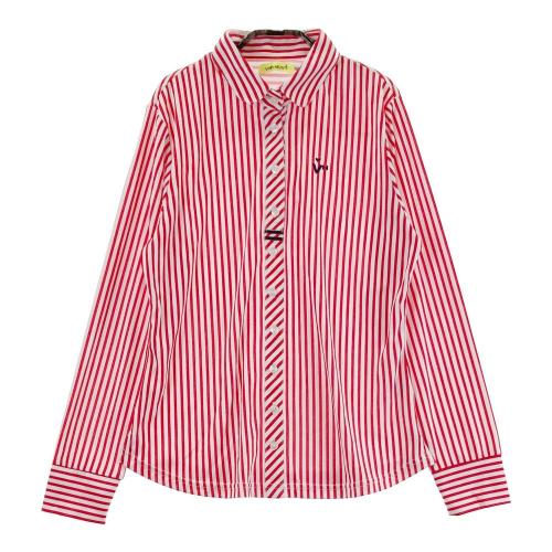 サイズ：42 VIVA HEART ビバハート  ノースリーブポロシャツ  ピンク系 [240101459495] ゴルフウェア レディース ストスト VIVA HEART ビバハート 長袖ポロシャツ ストライプ柄 レッド系
