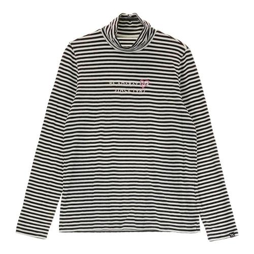 ADABAT アダバット ハイネック 長袖Tシャツ ボーダー柄 ブラック系