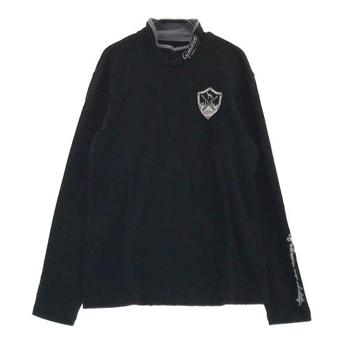 サイズ：3L LE COQ GOLF ルコックゴルフ 2024年 長袖ハイネックTシャツ 総柄 ブラック系 [240101420780] ゴルフウェア メンズ ストスト LE COQ GOLF ルコックゴルフ 2024年 長袖ハイネックTシャツ 総柄