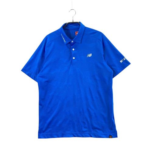 サイズ：4 NEW BALANCE GOLF ニューバランス  半袖ポロシャツ ロゴプリント 総柄 ブルー系 [240101401185] ゴルフウェア メンズ ストスト NEW BALANCE GOLF ニューバランス 半袖ポロシャツ ロゴプリント