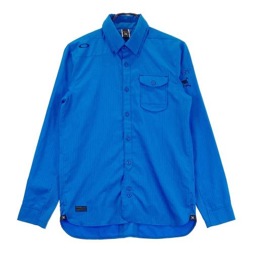 未使用級　オークリー　XL 半袖 ポロシャツ ボタンダウン　ストライプ　刺繍ロゴ ワークボタンダウン ポロシャツ(ネーム刺繍対応／半袖