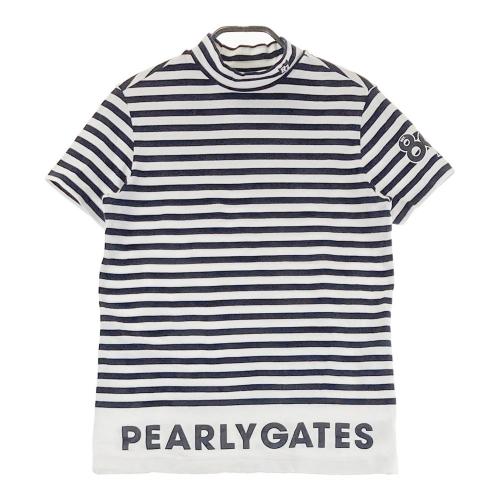 サイズ：0 PEARLY GATES パーリーゲイツ 055-2267704 半袖ハイネックTシャツ ボーダー グレー系 [240101489645] ゴルフウェア レディース ストスト PEARLY GATES パーリーゲイツ 055-2267704 半袖ハイネックT