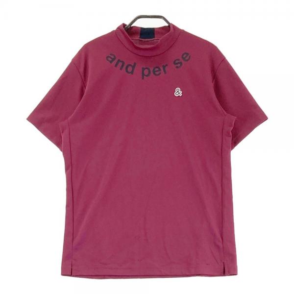 サイズ：M AND PER SE アンパスィ 2022年 ハイネック 半袖Tシャツ ロゴ総柄 ホワイト系 [240101485544] ゴルフウェア メンズ ストスト サイズ：M AND PER SE アンパスィ 2022年 ハイネック 半袖T