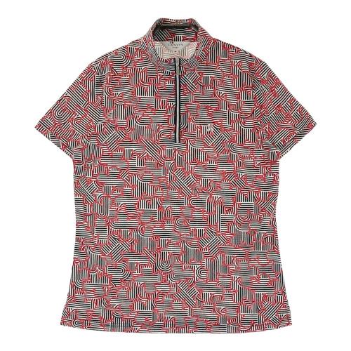 サイズ：40 LANVIN SPORT ランバン スポール ; ハーフジップ 半袖ポロシャツ 総柄 ネイビー系 [240101443402] ゴルフウェア レディース ストスト サイズ：40 LANVIN SPORT ランバン スポール ; ハーフジップ