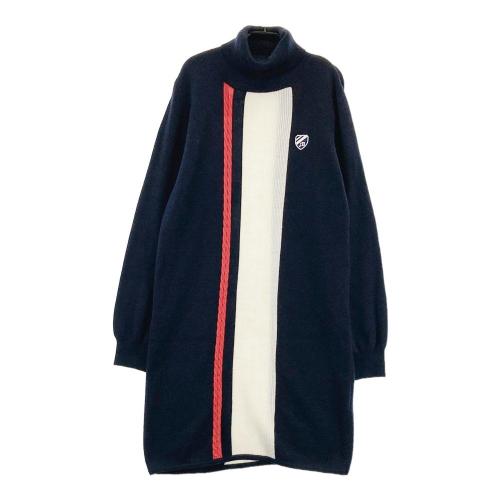 サイズ：L PING ピン 2023年モデル 長袖 ニットワンピース 星×ロゴ柄 ネイビー系 [240101439090] ゴルフウェア レディース ストスト PING ピン 2023年モデル 長袖 ニットワンピース 星×ロゴ柄