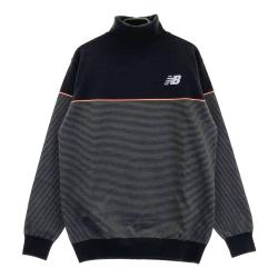 サイズ：6 NEW BALANCE GOLF ニューバランス  長袖ニットセーター ボーダー柄 ブラック系 [240101425650] ゴルフウェア メンズ ストスト NEW BALANCE GOLF ニューバランス 長袖ニットセーター ボーダー