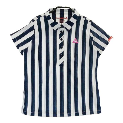 サイズ：S MAISON KITSUNE GOLF メゾンキツネゴルフ  半袖ポロシャツ ストライプ柄 ホワイト系 [240101483027] ゴルフウェア レディース ストスト サイズ：S MAISON KITSUNE GOLF メゾンキツネゴルフ 半袖