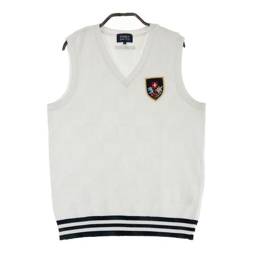 サイズ：0 PEARLY GATES パーリーゲイツ  ニットベスト ボーダー柄 ホワイト系 [240101428377] ゴルフウェア レディース ストスト PEARLY GATES パーリーゲイツ ニットベスト ボーダー柄 ホワイト