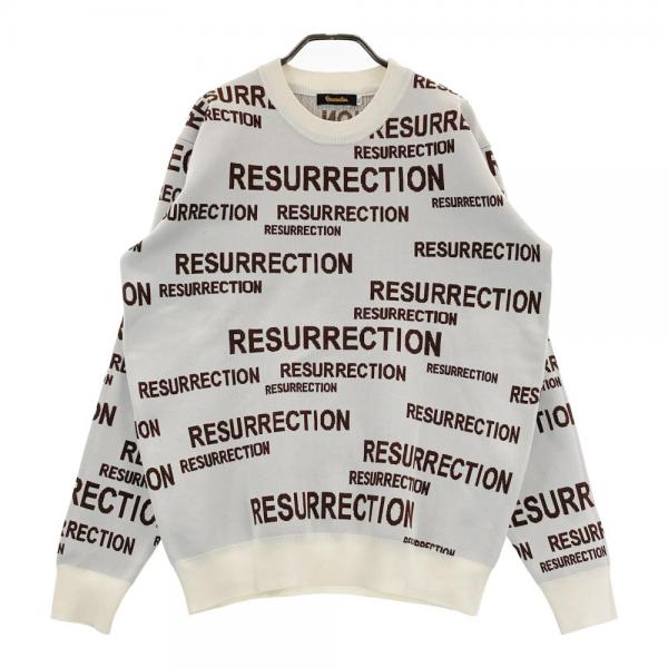 RESURRECTION レザレクション 長袖ニットセーター ロゴ 総柄