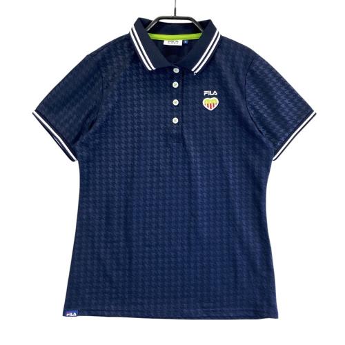 美品【フィラゴルフ】ゴルフ ストライプ 半袖 ポロシャツ ワンピース M 紺×白 FILA GOLF フィラゴルフ 半袖ポロ ワンピース ボーダー柄 ネイビー系