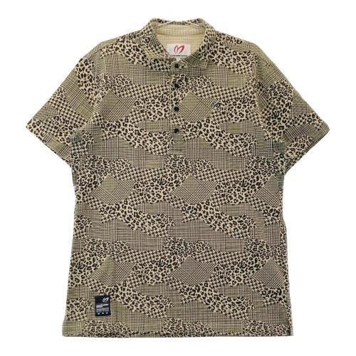 ダンスウィズドラゴン　総柄ポロシャツ　レオパード　ヒョウ柄　日本製　2way　Ｍ DANCE WITH DRAGON ダンスウィズドラゴン 半袖ポロシャツ