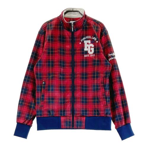 サイズ：LL FILA GOLF フィラゴルフ  裏起毛 ジップジャケット チェック柄 グレー系 [240101431613] ゴルフウェア メンズ ストスト FILA GOLF フィラゴルフ 裏起毛 ジップジャケット チェック柄