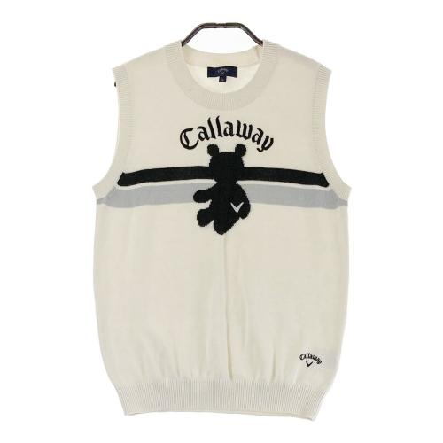 サイズ：M CALLAWAY キャロウェイ 2024年モデル クルーネック ニットベスト  ホワイト系 [240101485006] ゴルフウェア レディース ストスト CALLAWAY キャロウェイ 2024年モデル クルーネック ニットベスト