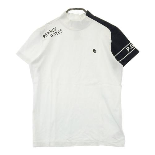 サイズ：1 PEARLY GATES パーリーゲイツ 2023年モデル ハイネック 半袖Tシャツ ニコちゃん  ホワイト系 [240101465231] ゴルフウェア レディース ストスト PEARLY GATES パーリーゲイツ 2023年モデル ハイネック 半袖T