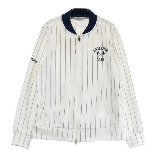 サイズ：L ADIDAS GOLF アディダスゴルフ  ニット ジップパーカー ジャケット ストライプ柄 ホワイト系 [240101450630] ゴルフウェア レディース ストスト ADIDAS GOLF アディダスゴルフ ニット ジップパーカー
