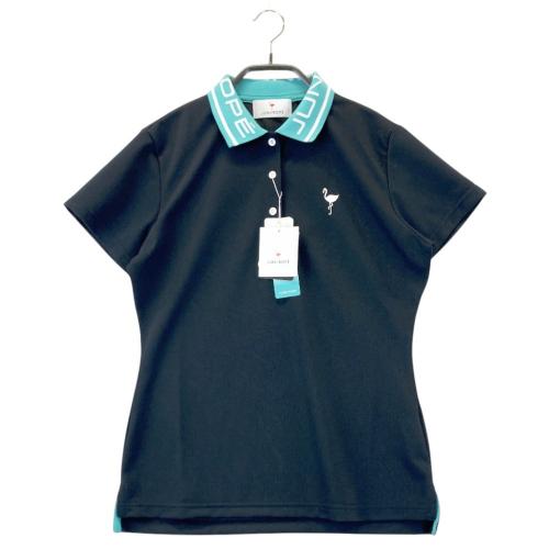 サイズ：M JUN&ROPE ジュン アンド ロペ ERM-11010 半袖襟付Tシャツ  ブラック系 [240101416591] ゴルフウェア レディース ストスト JUN&ROPE ジュン アンド ロペ ERM-11010 半袖襟付Tシャツ