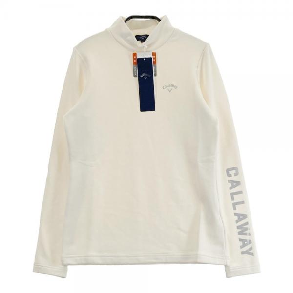 サイズ：M CALLAWAY キャロウェイ 2024年モデル 裏起毛 ハイネック 長袖Tシャツ  ホワイト系 [240101416833] ゴルフウェア レディース ストスト CALLAWAY キャロウェイ 2024年モデル 裏起毛 ハイネック 長袖T