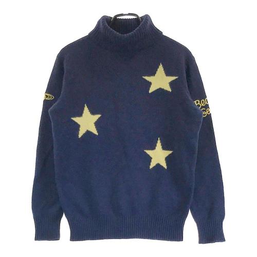 サイズ：M BEAMS GOLF ビームスゴルフ  タートルネック 長袖Tシャツ ロゴ  ネイビー系 [240101427346] ゴルフウェア メンズ ストスト BEAMS GOLF ビームスゴルフ タートルネック 長袖Tシャツ ロゴ