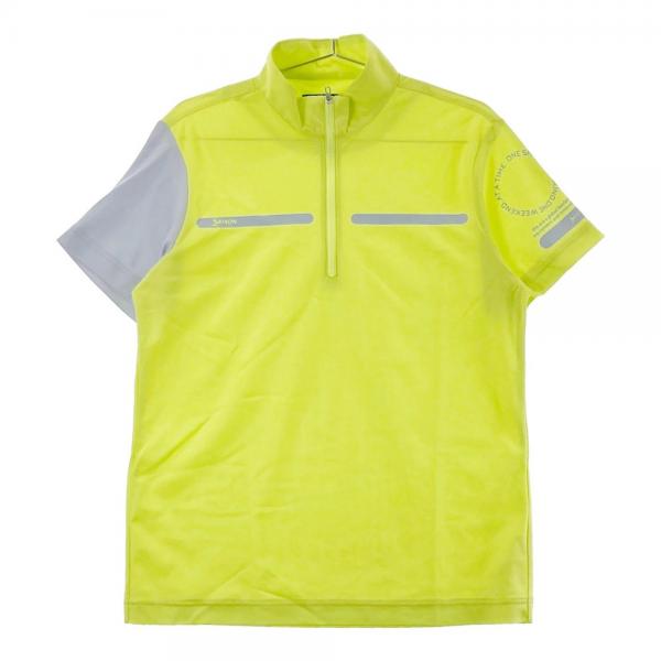 サイズ：M SRIXON スリクソン by DESCENTE ハーフジップ 半袖Tシャツ  イエロー系 [240101417915] ゴルフウェア メンズ ストスト SRIXON スリクソン by DESCENTE ハーフジップ 半袖Tシャツ