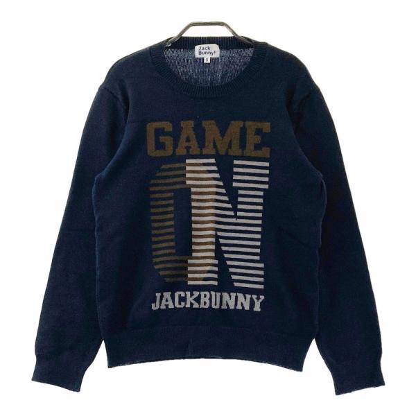Jack Bunny!!/ジャックバニー クルーセーター【ブラック/６】美品！ Jack Bunny!! ジャックバニー セーター ネイビー×白 イカリ