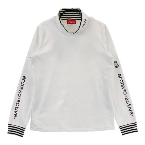 サイズ：36 ARCHIVIO アルチビオ  ハイネック ノースリーブTシャツ ボーダー柄 ホワイト系 [240101427708] ゴルフウェア レディース ストスト ARCHIVIO アルチビオ ハイネック ノースリーブTシャツ ボーダー