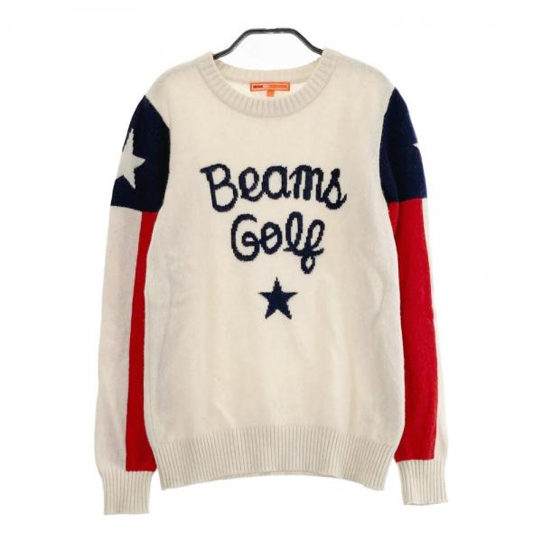 サイズ：L BEAMS GOLF ビームスゴルフ  長袖ニットセーター  ホワイト系 [240101420298] ゴルフウェア レディース ストスト BEAMS GOLF ビームスゴルフ 長袖ニットセーター ホワイト系