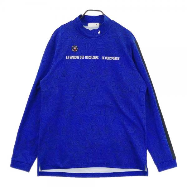 サイズ：3L LE COQ GOLF ルコックゴルフ 2024年 長袖ハイネックTシャツ 総柄 ブラック系 [240101420780] ゴルフウェア メンズ ストスト LE COQ GOLF ルコックゴルフ 2024年 長袖ハイネックTシャツ 総柄