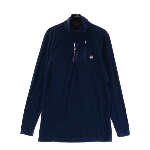 サイズ：M BRIEFING GOLF ブリーフィング  ウール ハーフジップ 長袖Tシャツ  ネイビー系 [240101432720] ゴルフウェア メンズ ストスト BRIEFING GOLF ブリーフィング ウール ハーフジップ 長袖Tシャツ