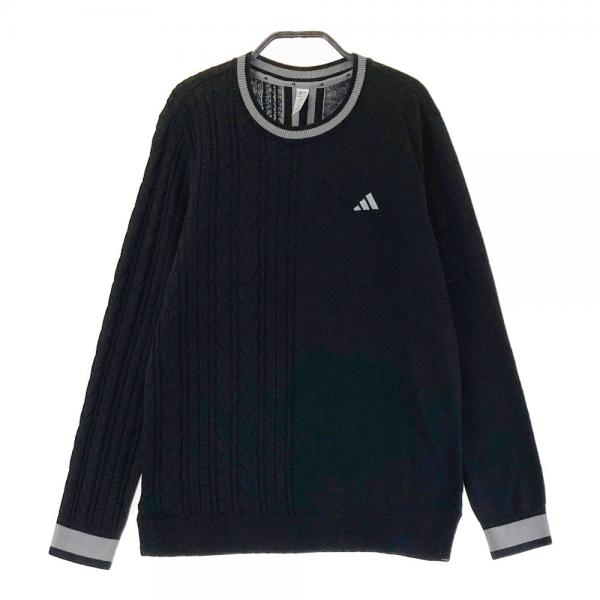 サイズ：L ADIDAS GOLF アディダスゴルフ IS4806 2024年モデル ニット セーター  ブラック系 [240101422765] ゴルフウェア レディース ストスト ADIDAS GOLF アディダスゴルフ IS4806 2024年モデル ニット
