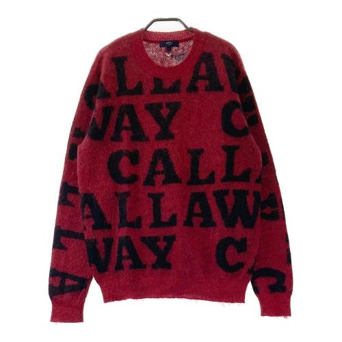 サイズ：L CALLAWAY キャロウェイ  モヘヤ混 長袖ニットセーター 総柄 レッド系 [240101422987] ゴルフウェア メンズ ストスト CALLAWAY キャロウェイ モヘヤ混 長袖ニットセーター 総柄