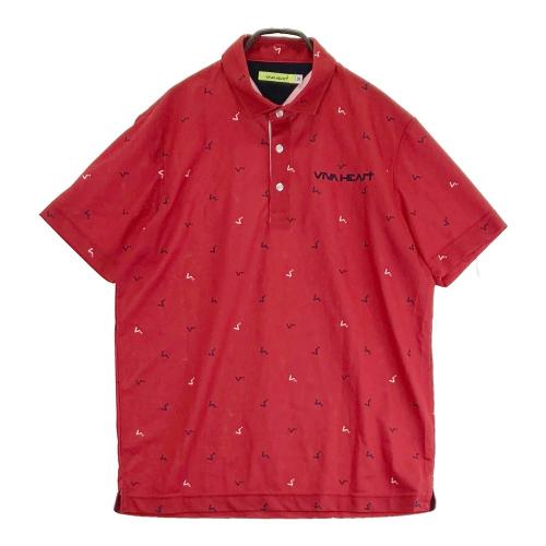 サイズ：50 VIVA HEART ビバハート  ハイネック 半袖Tシャツ  レッド系 [240101485019] ゴルフウェア メンズ ストスト VIVA HEART ビバハート ハイネック 半袖Tシャツ レッド系 サイズ