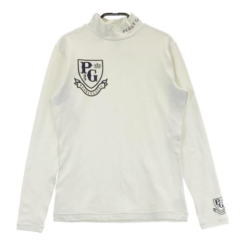 サイズ：4 PEARLY GATES パーリーゲイツ  ハイネック 長袖Tシャツ ロゴプリント  ホワイト系 [240101489998] ゴルフウェア メンズ ストスト サイズ：4 PEARLY GATES パーリーゲイツ ハイネック 長袖Tシャツ