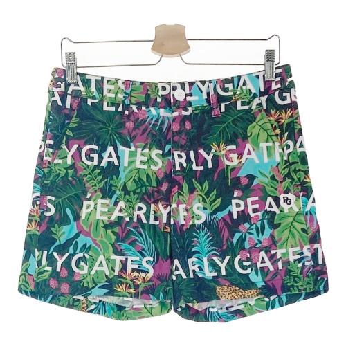 サイズ：1 PEARLY GATES パーリーゲイツ  ショートパンツ リーフ総柄 ブルー系 [240101425427] ゴルフウェア レディース ストスト PEARLY GATES パーリーゲイツ ショートパンツ リーフ総柄 ブルー
