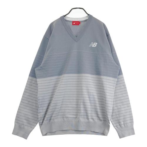 サイズ：6 NEW BALANCE GOLF ニューバランス  長袖ニットセーター ボーダー柄 ブラック系 [240101425650] ゴルフウェア メンズ ストスト NEW BALANCE GOLF ニューバランス 長袖ニットセーター ボーダー