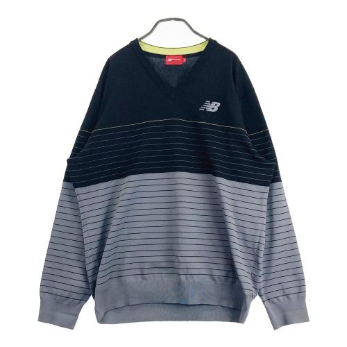 サイズ：6 NEW BALANCE GOLF ニューバランス  長袖ニットセーター ボーダー柄 ブラック系 [240101425650] ゴルフウェア メンズ ストスト NEW BALANCE GOLF ニューバランス 長袖ニットセーター ボーダー
