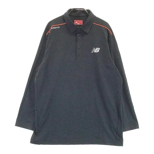 サイズ：4 NEW BALANCE GOLF ニューバランス  長袖ポロシャツ ボーダー柄 グレー系 [240101444215] ゴルフウェア メンズ ストスト NEW BALANCE GOLF ニューバランス 長袖ポロシャツ ボーダー柄