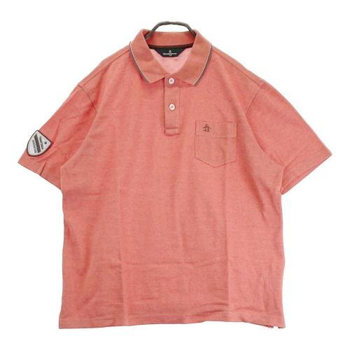サイズ：L MUNSING WEAR マンシングウェア  半袖ポロシャツ ボタンダウン チェック×ドット柄 オレンジ系 [240101428358] ゴルフウェア メンズ ストスト MUNSING WEAR マンシングウェア 半袖ポロシャツ ボタンダウン