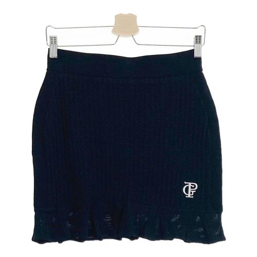 極美品✨PEARLY GATES　スカート　ふわふわボア　ネイビー　ロゴワッペン PEARLY GATES パーリーゲイツ ; 2023年モデル ファー ニットスカート