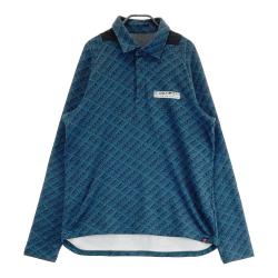 サイズ：6 NEW BALANCE GOLF ニューバランス  長袖ポロシャツ 裏起毛 ロゴ総柄 ブルー系 [240101427148] ゴルフウェア メンズ ストスト NEW BALANCE GOLF ニューバランス 長袖ポロシャツ 裏起毛 ロゴ総