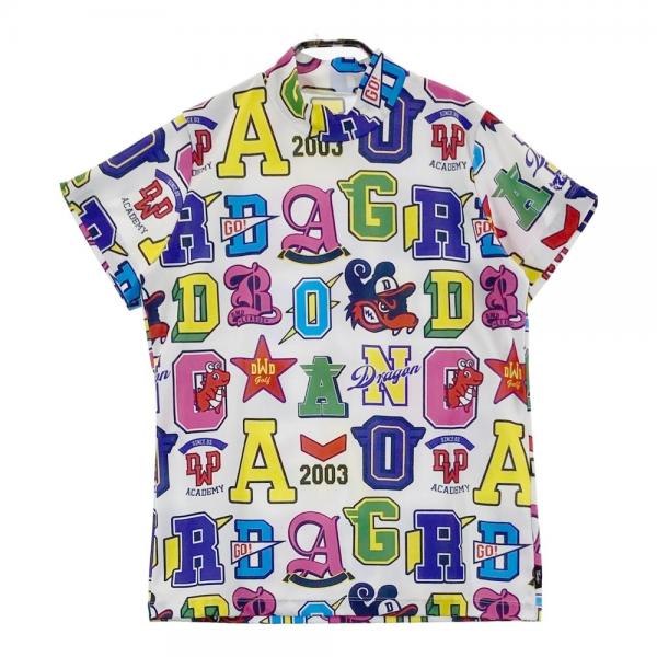 サイズ：3 DANCE WITH DRAGON ダンスウィズドラゴン  半袖ハイネックTシャツ 総柄 ピンク系 [240101465326] ゴルフウェア メンズ ストスト サイズ：3 DANCE WITH DRAGON ダンスウィズドラゴン 半袖