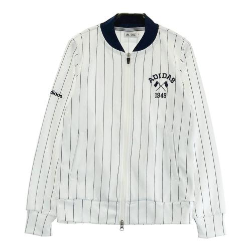 サイズ：L ADIDAS GOLF アディダスゴルフ  ニット ジップパーカー ジャケット ストライプ柄 ホワイト系 [240101450630] ゴルフウェア レディース ストスト サイズ：L ADIDAS GOLF アディダスゴルフ ニット ジップパーカー