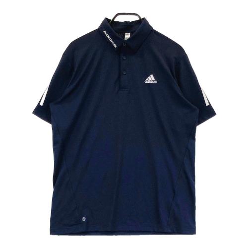 adidas アディダス 半袖ポロシャツ ネイビー 肩総柄 UPF50