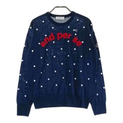 サイズ：M AND PER SE アンパスィ  長袖　ニットセーター  ネイビー系 [240101428110] ゴルフウェア レディース ストスト AND PER SE アンパスィ 長袖 ニットセーター ネイビー系 サイズ