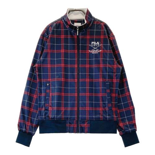 サイズ：LL FILA GOLF フィラゴルフ  裏起毛 ジップジャケット チェック柄 グレー系 [240101431613] ゴルフウェア メンズ ストスト FILA GOLF フィラゴルフ 裏起毛 ジップジャケット チェック柄