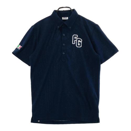 FILA GOLF フィラゴルフ 半袖ポロシャツ ボタンダウン 総柄 ネイビー系